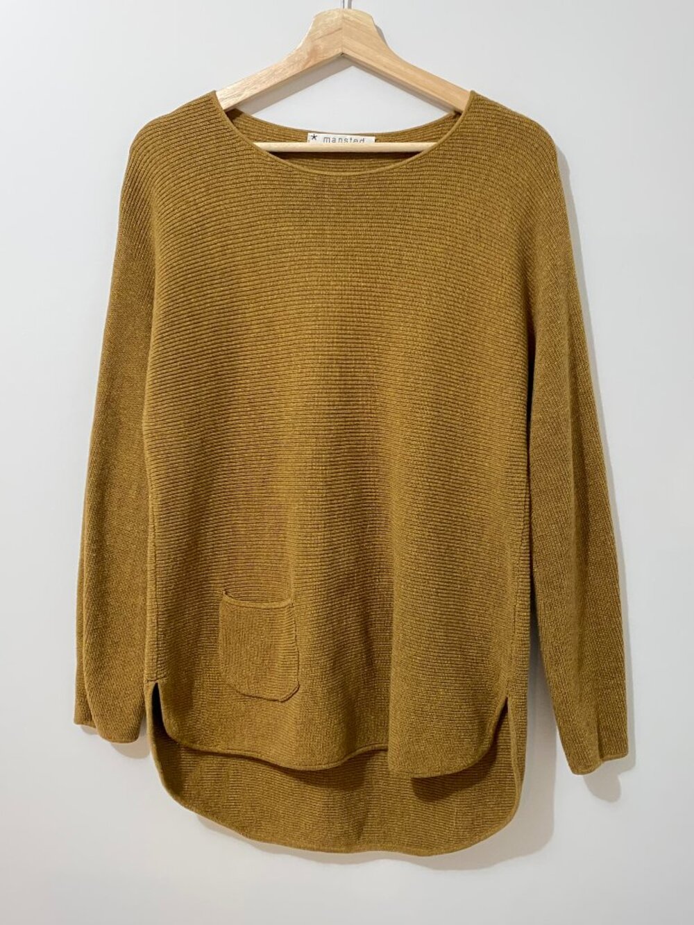 100% Organic Cotton Knit Sweater Pocket Quiet Luxury Lagenlook Minimalist Danish